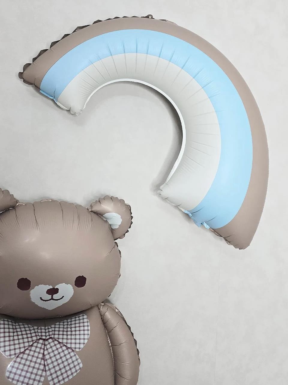 Retro Gökkuşağı Folyo Balon Parti Balonu Mavi 82 cm