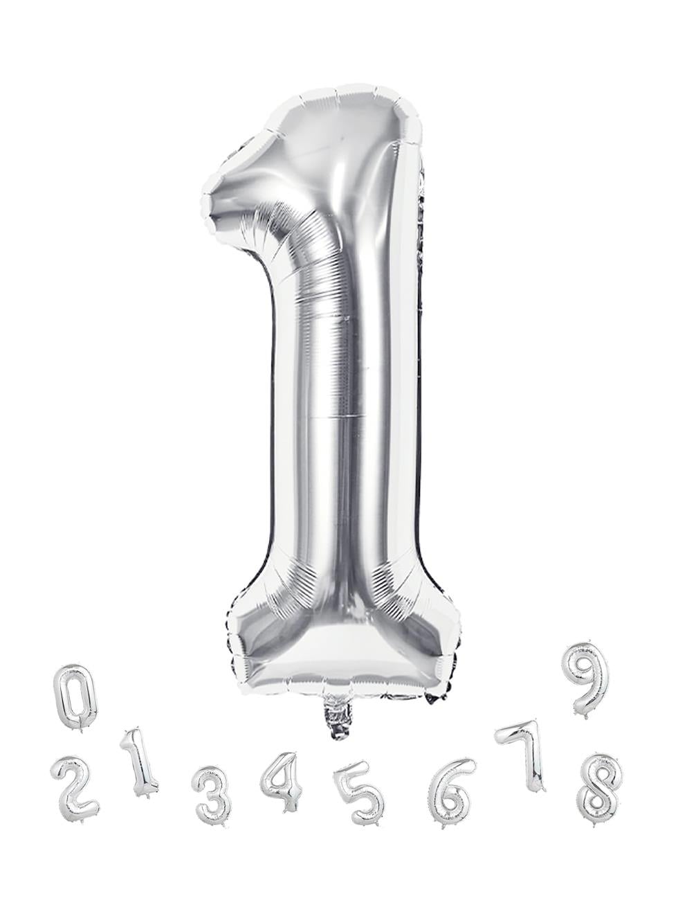 Rakam Folyo Balon 1 Gümüş Renk 100 Cm - 40