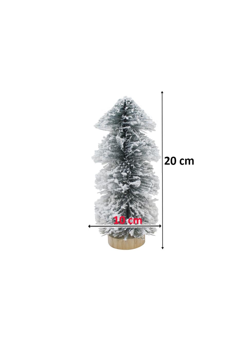 Mini Yılbaşı Ağacı Kar Kaplı Fırça Dallı Dekoratif Çam Ağacı 20 cm