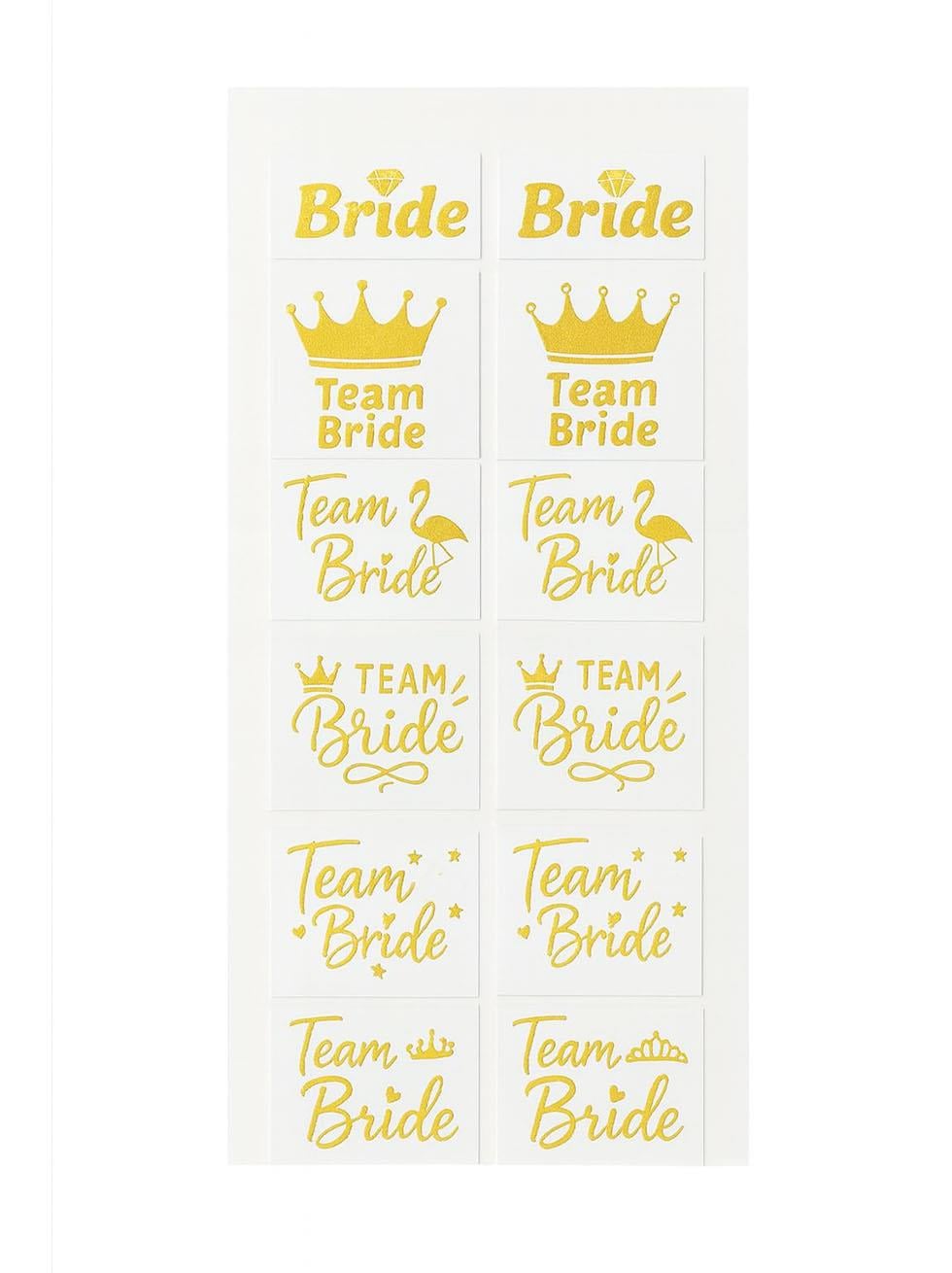 Bekarlığa Veda Partisi Karışık Dövme Seti Bride Team Bride Dövme Altın 12li