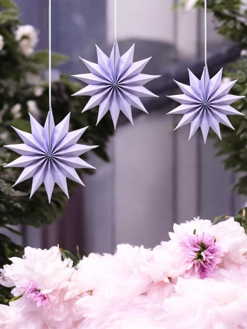 Kutup Yıldızı Tavan Sarkıt Süsü 3 Boyutlu Dekoratif Parti Süsü Lila 6lı