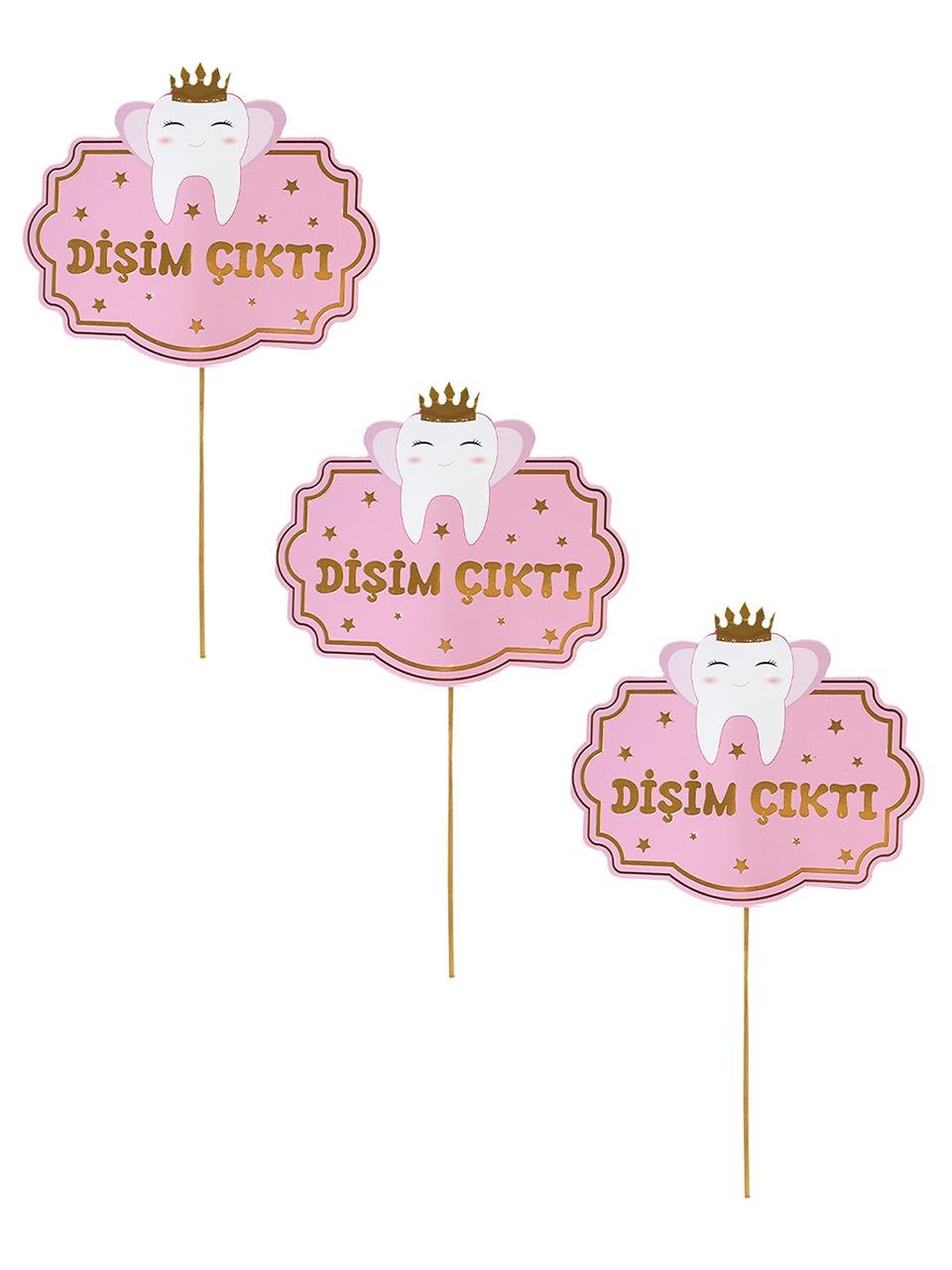Diş Buğdayı Dişim Çıktı Yazılı Konuşma Balonu Pembe 5li