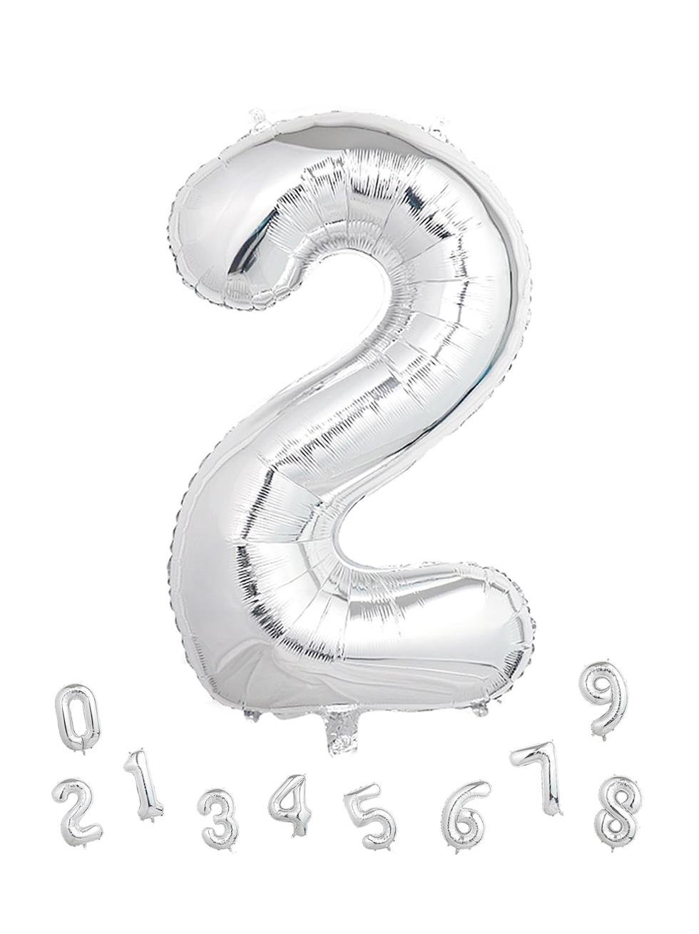 Rakam Folyo Balon Doğum Günü Parti Balonu 2 Gümüş Renk 86 cm 34 inc