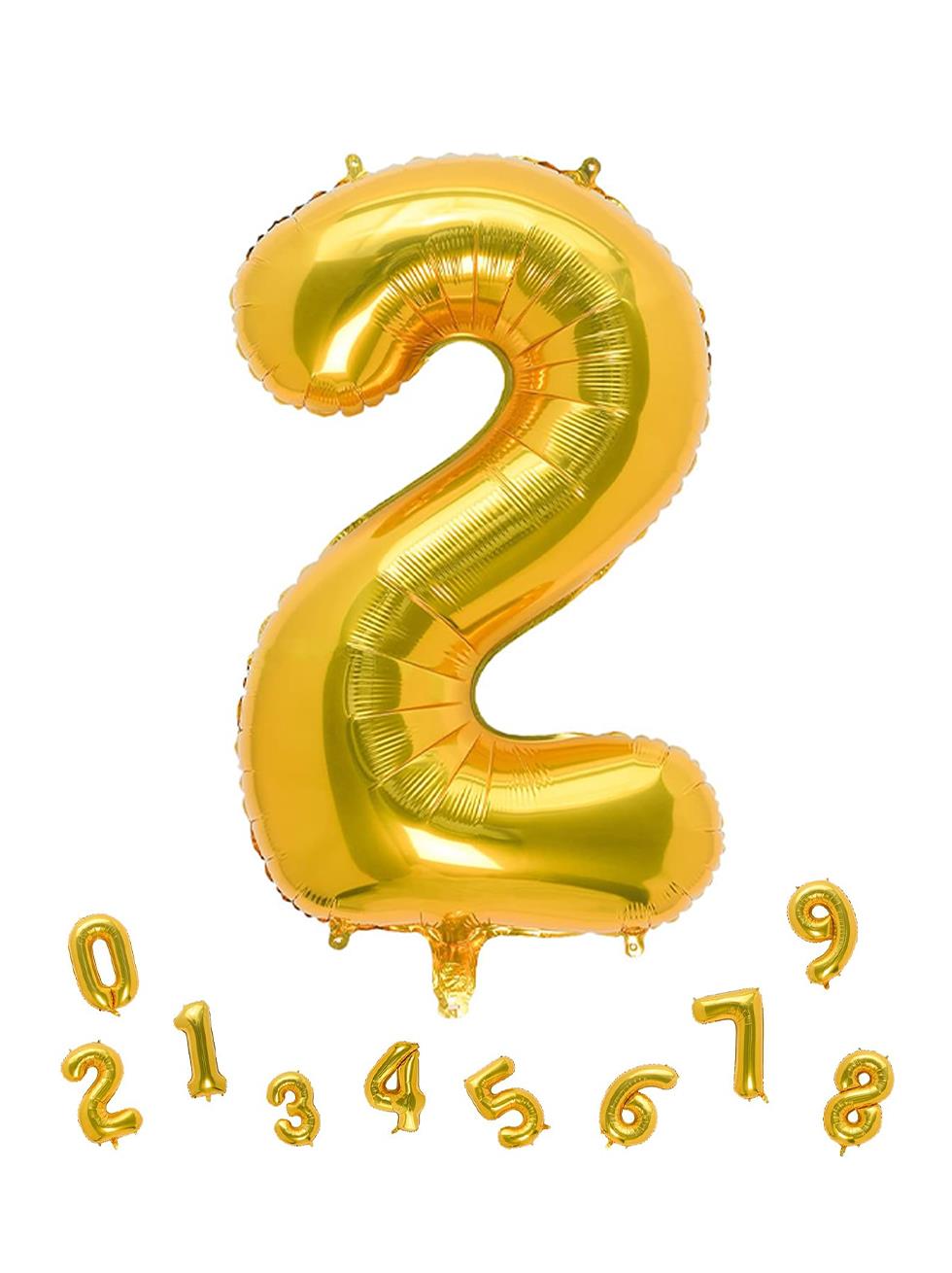 Rakam Folyo Balon Doğum Günü Parti Balonu 2 Altın Renk 86 cm 34 inc
