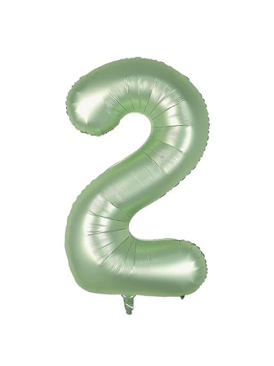 Rakam Folyo Balon 2 Rakamı Retro Adaçayı Yeşili 100 cm 40 inc