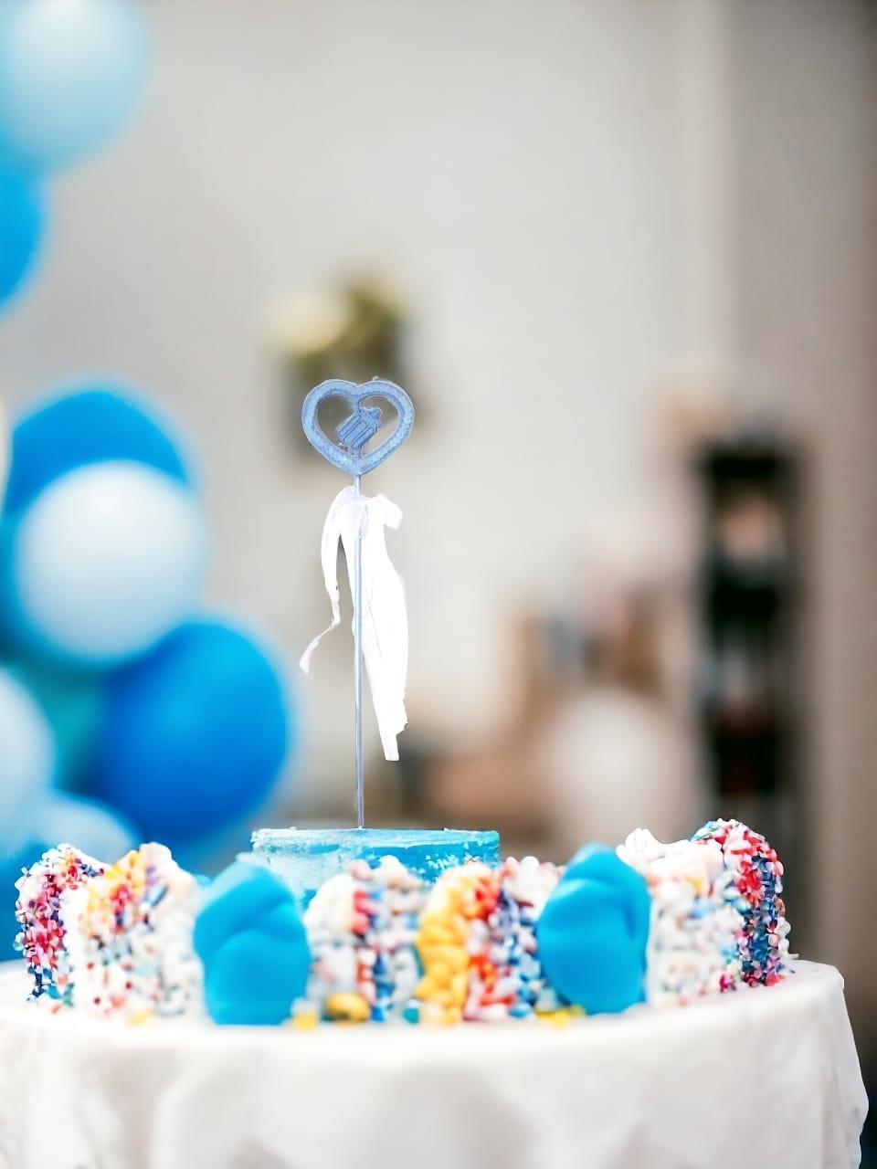 Mavi Kalp Baby Shower Çubuklu Dekor Süsü 24lü