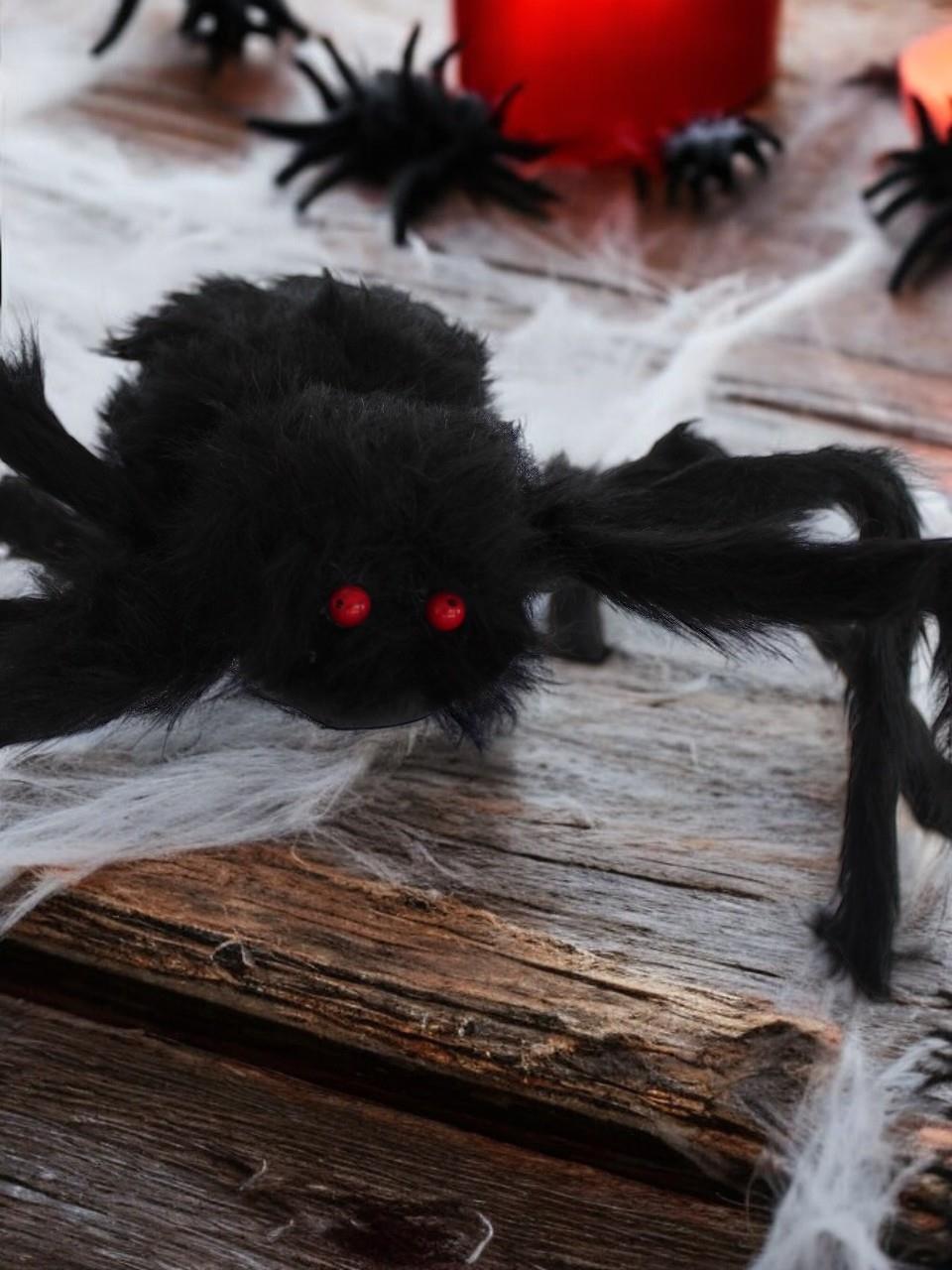 Cadılar Bayramı Peluş Örümcek Halloween Parti Dekoru Siyah 75 cm