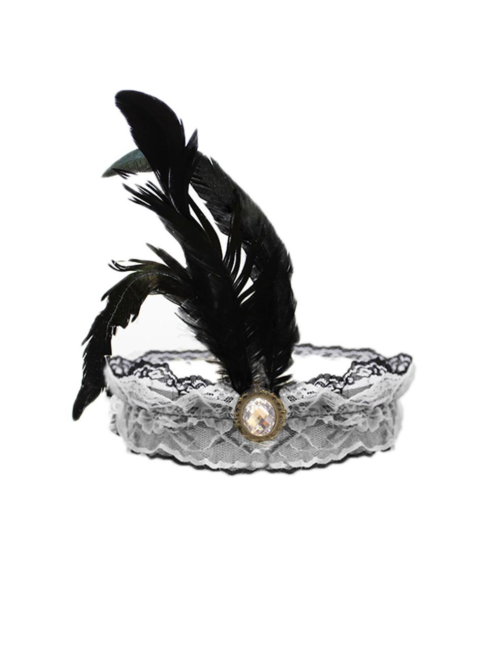 Tüylü Saç Bandı Çarliston Taşlı Bekarlığa Veda Parti Aksesuarı Gümüş