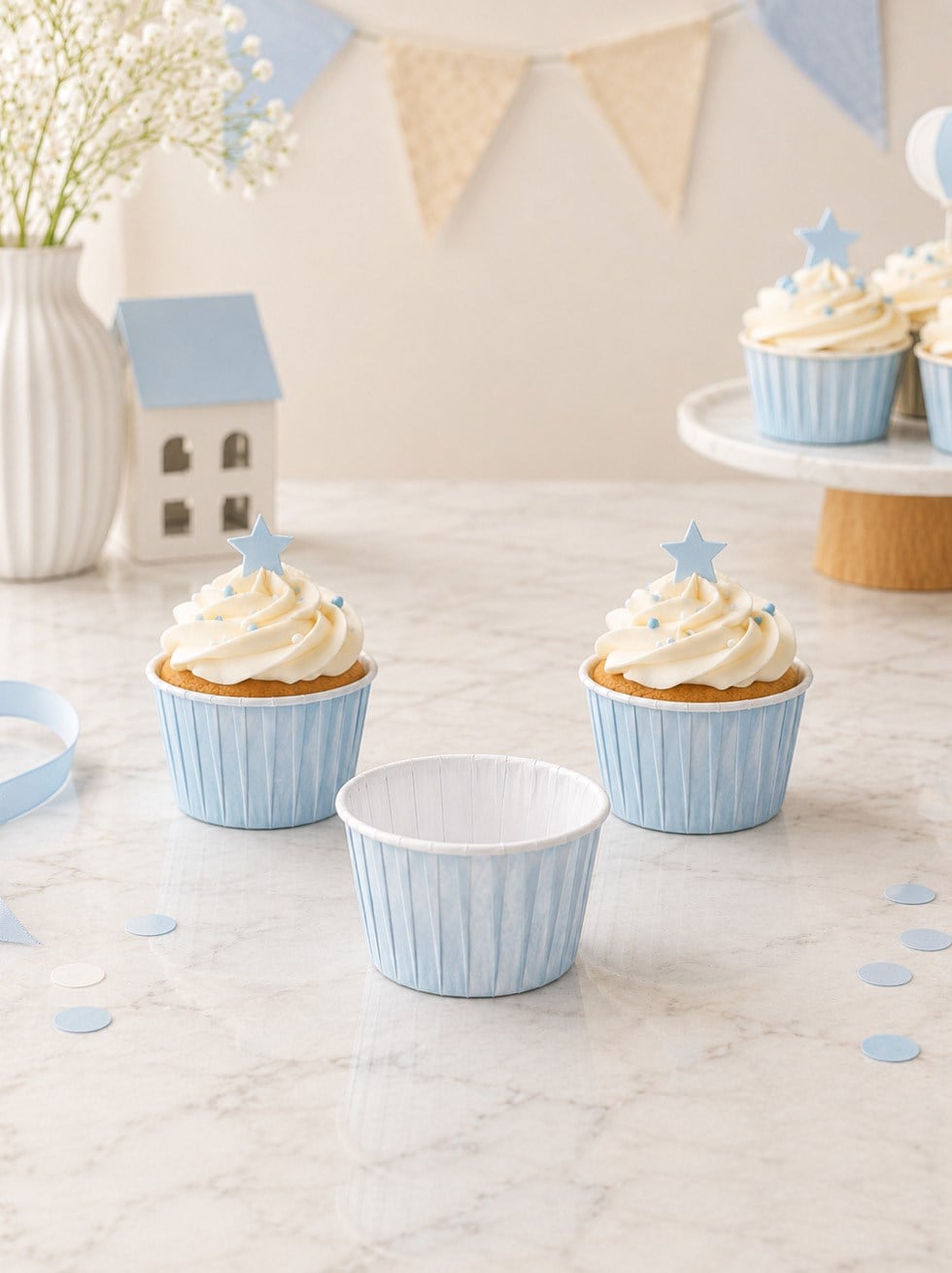Açık Mavi Cupcake Muffin Kapsülü – Kek Sunum Kalıbı 50li 