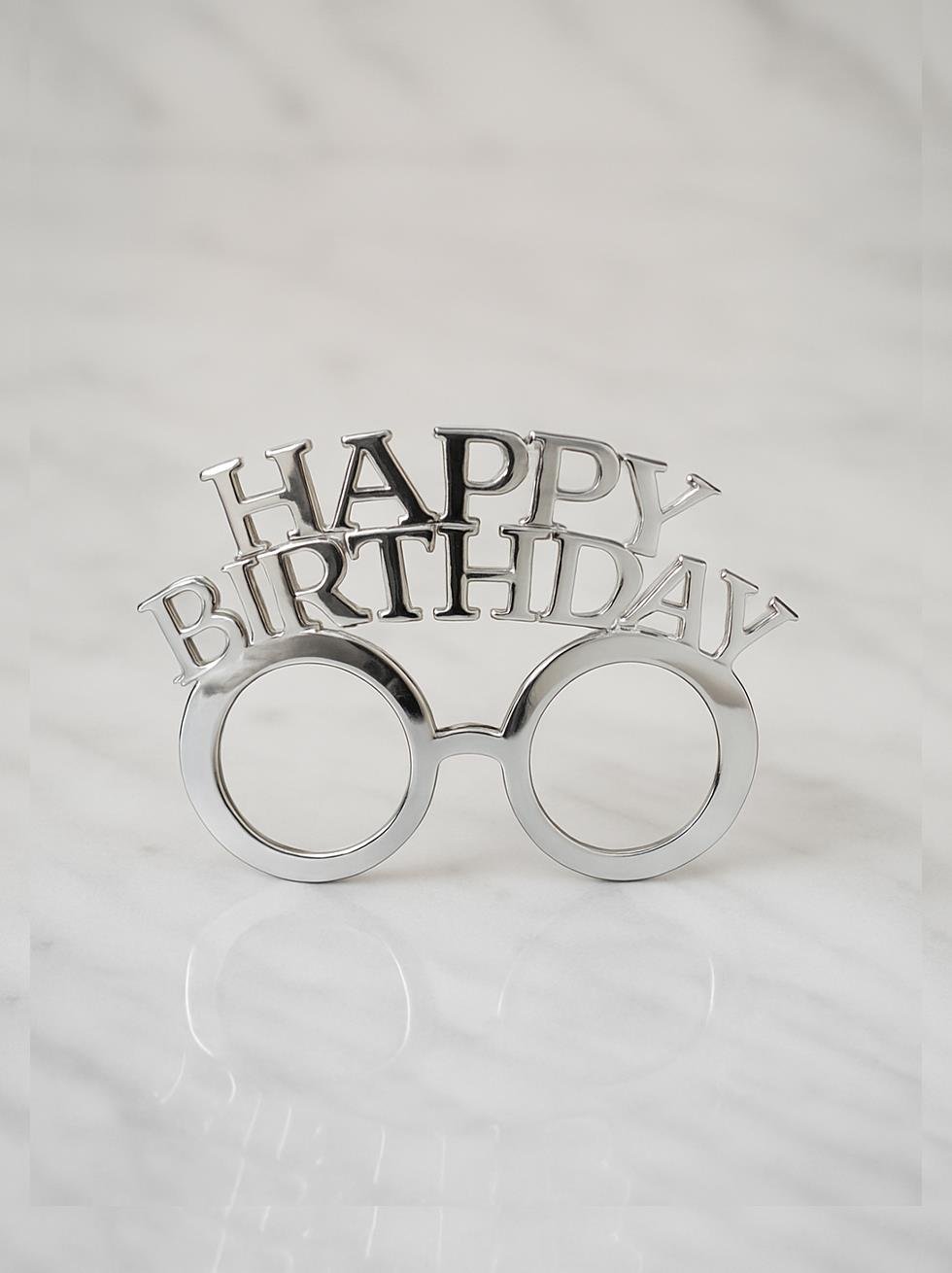 Happy Birthday Yazılı Doğum Günü Partisi Gözlüğü Gümüş