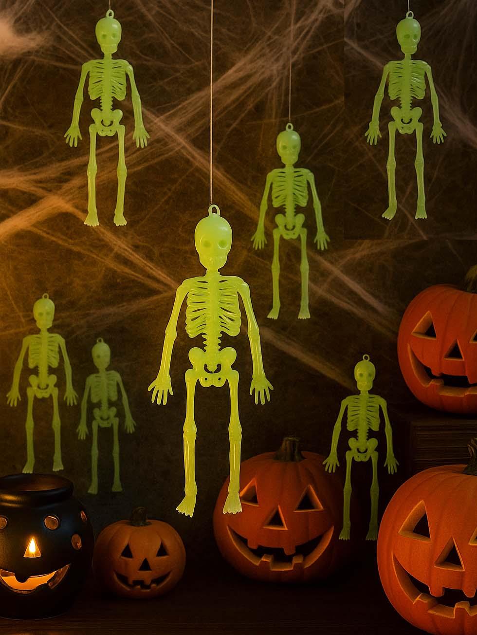 Cadılar Bayramı Fosforlu İskelet  Asılabilir Halloween Parti Dekoru 20 cm