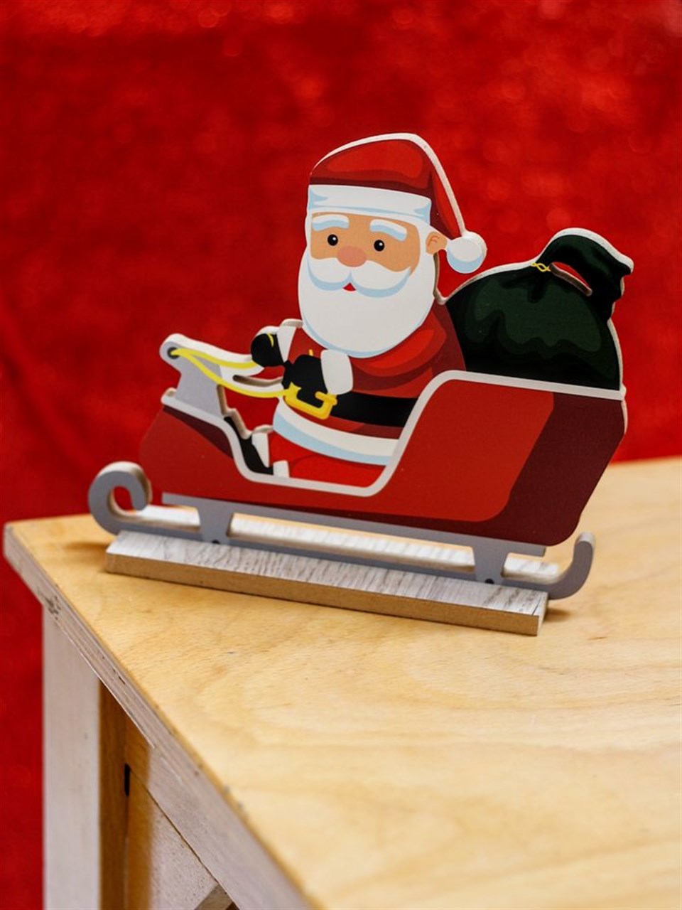 Yılbaşı Dekoru Ahşap Kızaklı Noel Baba 