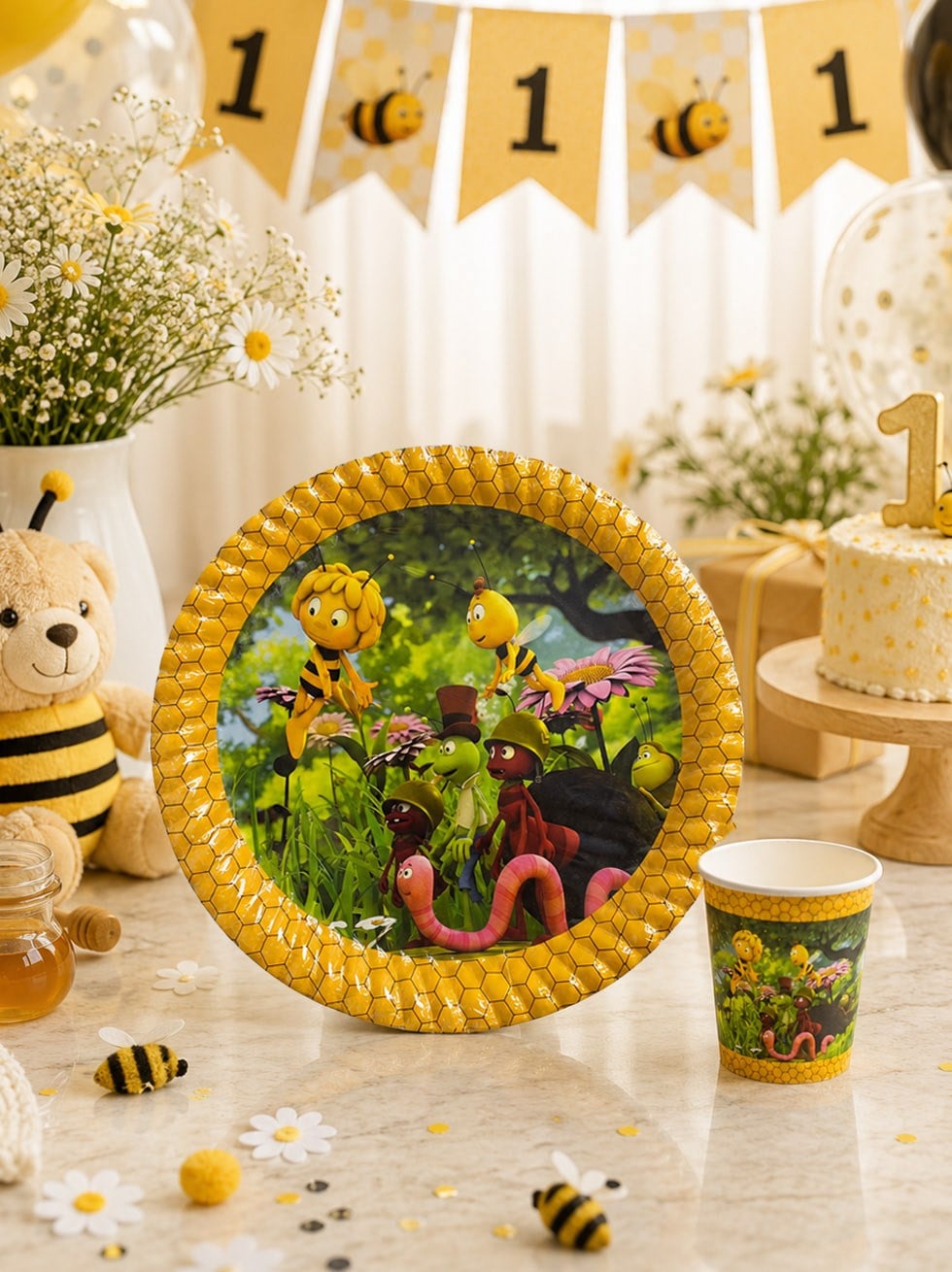 Arı Maya Temalı Karton Tabak Bardak Set