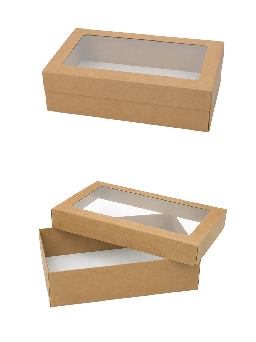 Asetat Pencereli Kraft Kutu Karton Hediye Kutusu 19X30X9 Cm