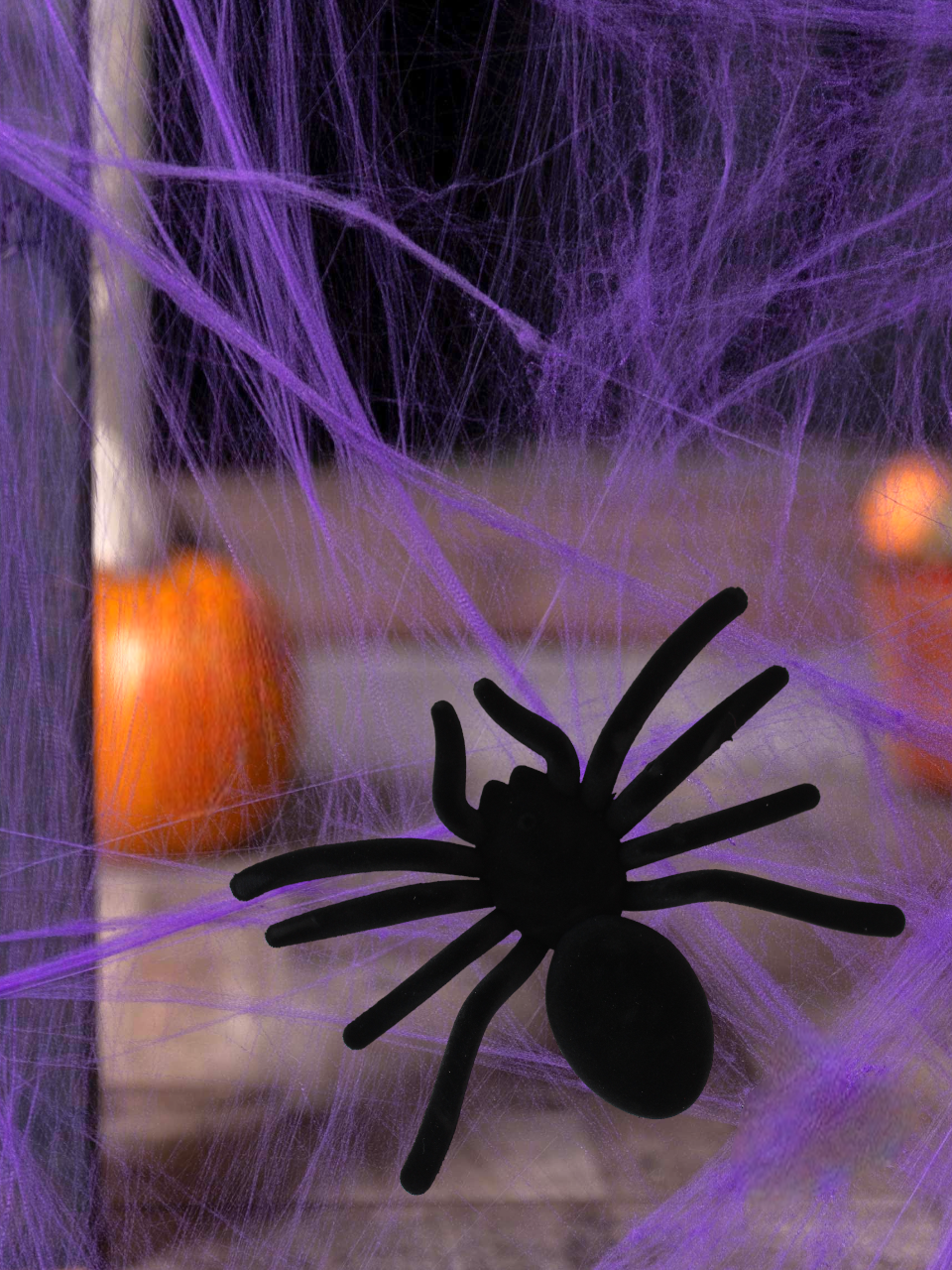 Cadılar Bayramı Flok Kaplama Örümcek Halloween Parti Dekoru Siyah 20 cm