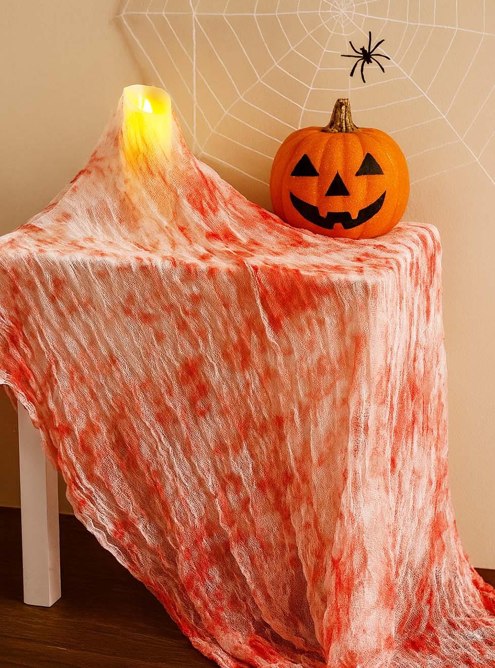 Halloween Cadılar Bayramı Kanlı Dekoratif Örtü Beyaz