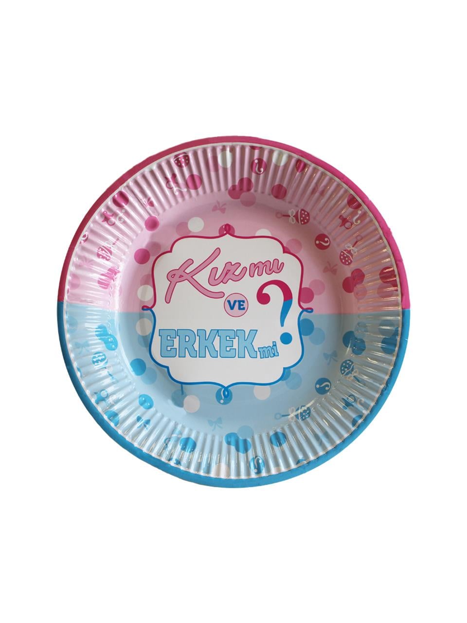 Cinsiyet Partisi Kız mı Erkek mi Karton Tabak Bardak Set
