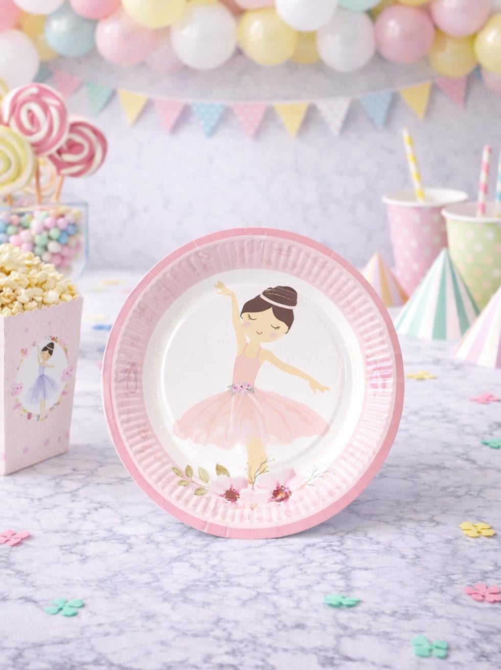 Balerin Temalı Tabak Karton Doğum Günü Tabağı 8li