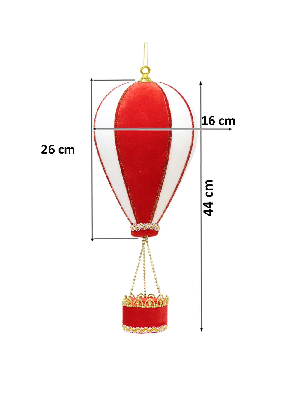 Balon Figürlü Yılbaşı Ağaç Süsü Kadife Yeni Yıl Dekorasyonu Kırmızı Beyaz 44 cm