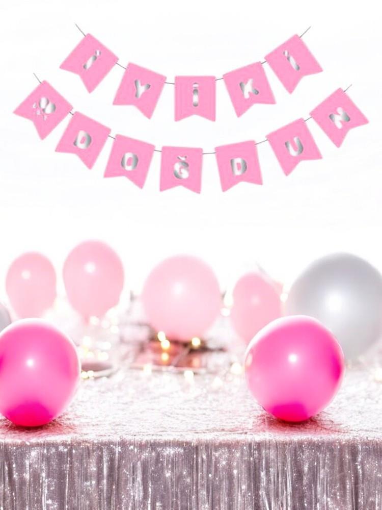 Iyi Ki Doğdun Pembe -Gümüş Yazı