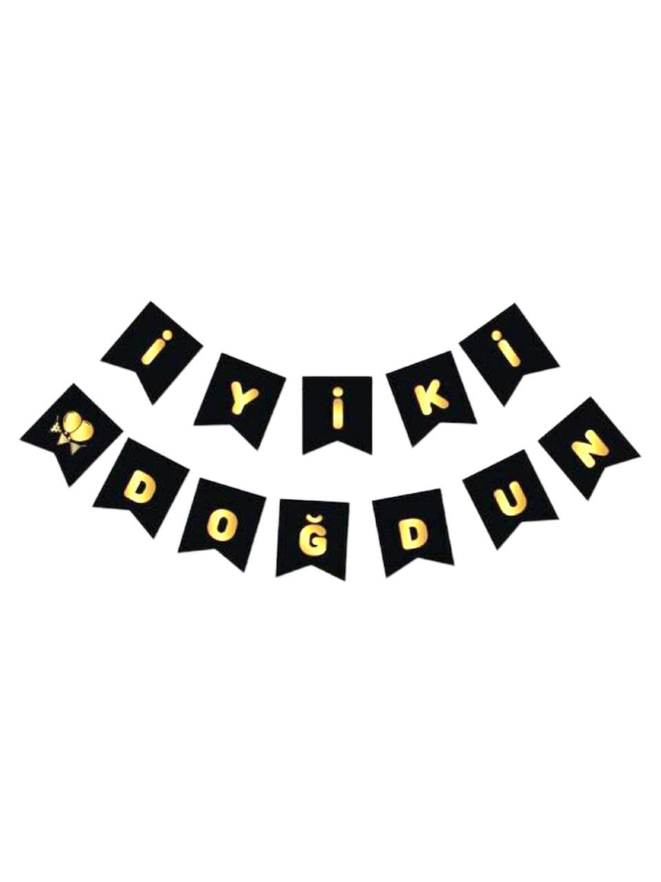 İyi Ki Doğdun Siyah -Altın Yazı