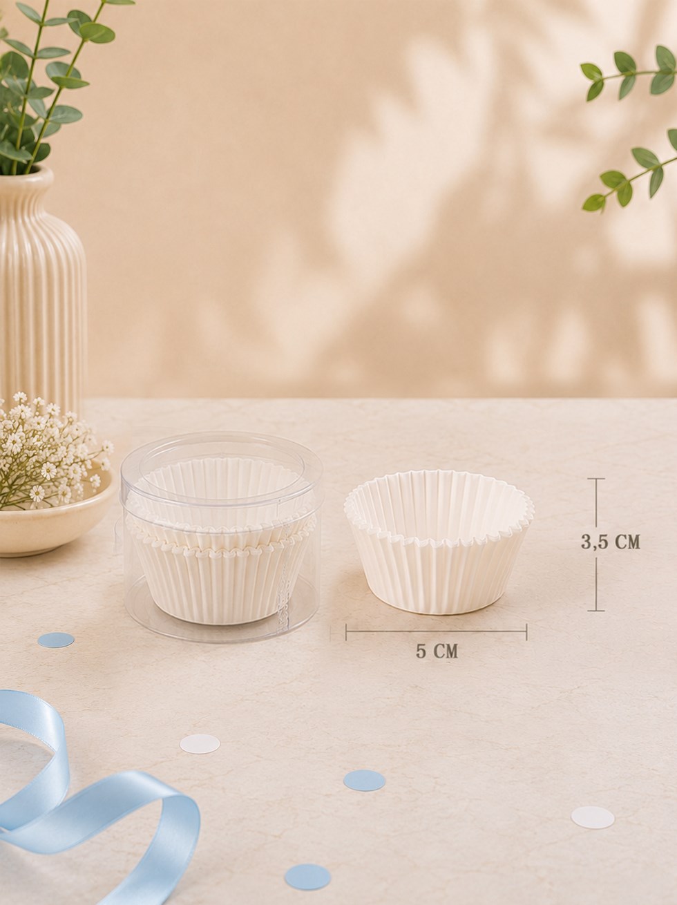 Beyaz Kek Kapsülü Cupcake ve Muffin Kağıdı No: 4 60 Adet