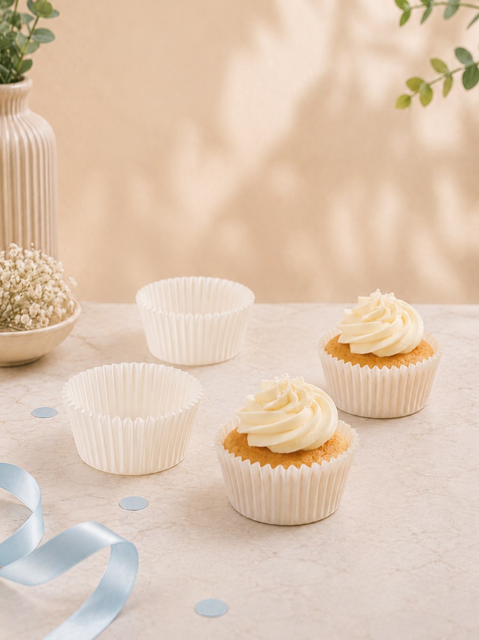Beyaz Kek Kapsülü Cupcake ve Muffin Kağıdı No: 4 60 Adet