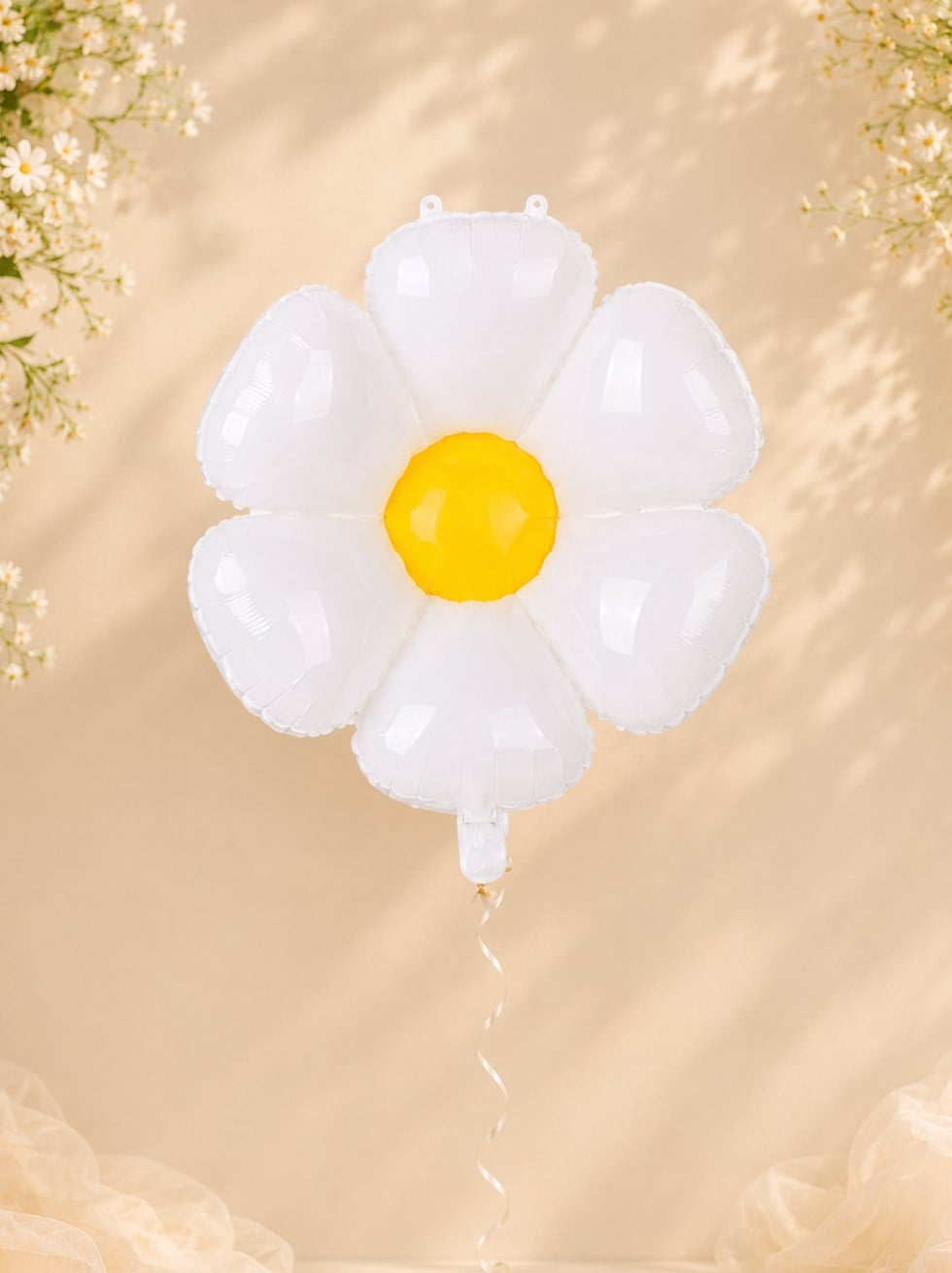 Beyaz Papatya Folyo Balon Doğum Günü Parti Balonu 71 cm