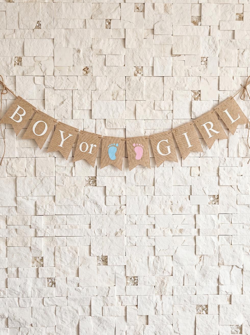 Boy or Girl Jüt Görünümlü Banner – Cinsiyet Öğrenme Partisi Süsü