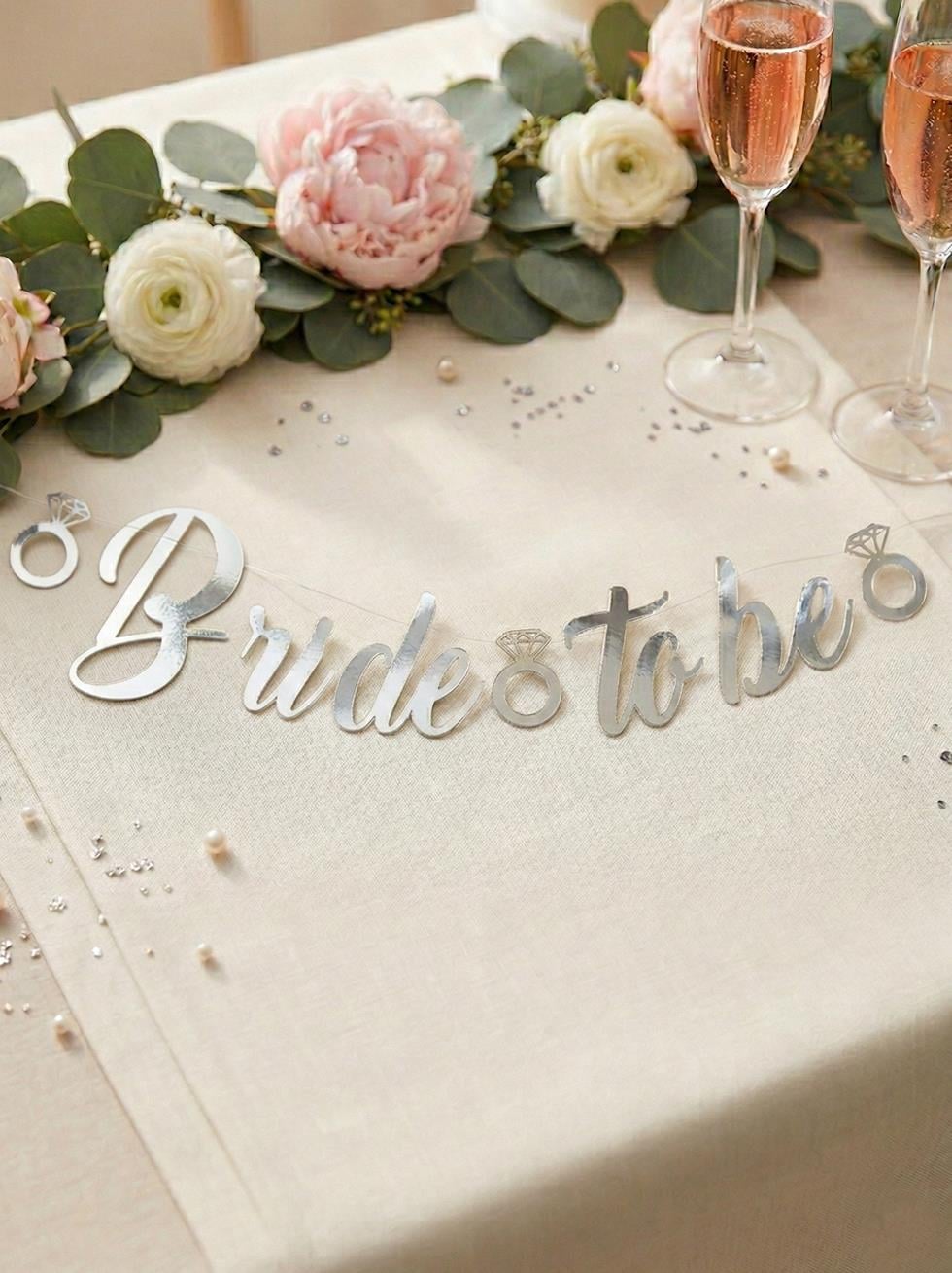 Bride To Be Kaligrafi Banner Asılabilir  Bekarlığa Veda Parti Süsü Gümüş