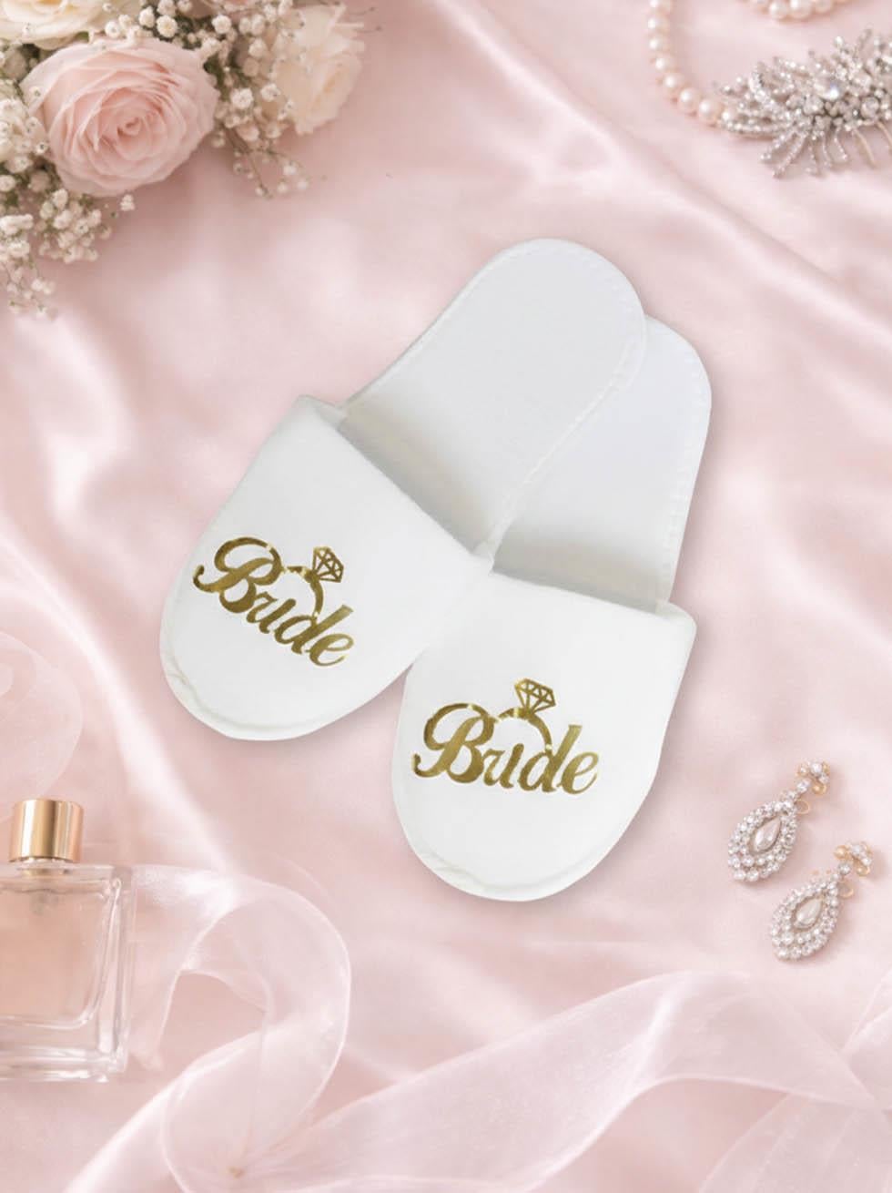 Bride Yazılı Gelin Terliği Beyaz Bekarlığa Veda Partisi Terlik