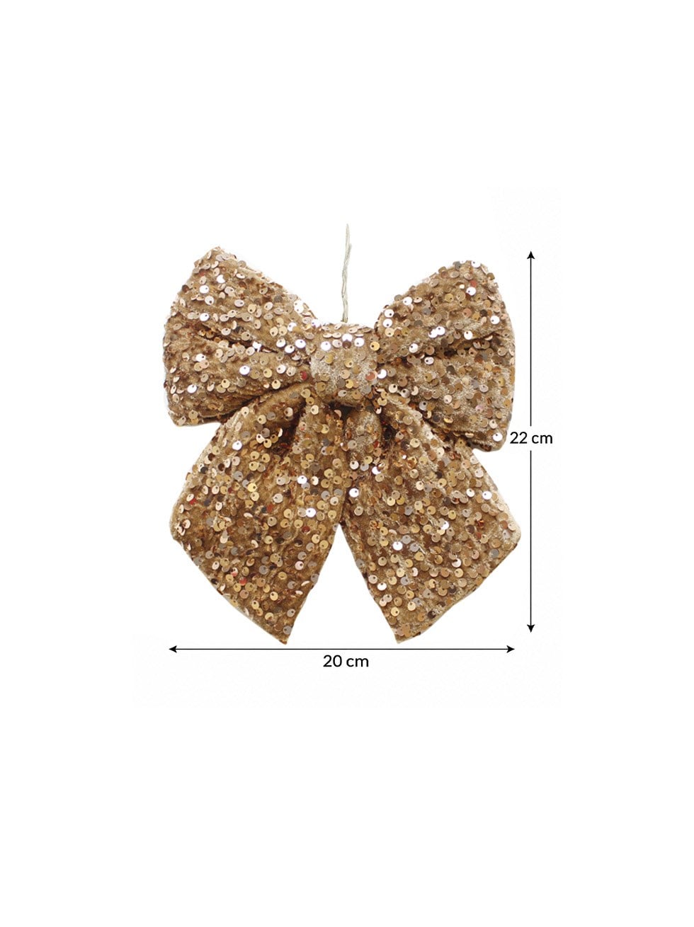 Bronz Pullu Yılbaşı Kurdele Fiyonk 20 cm – Dekoratif Telli Asılabilir Ağaç Süsü