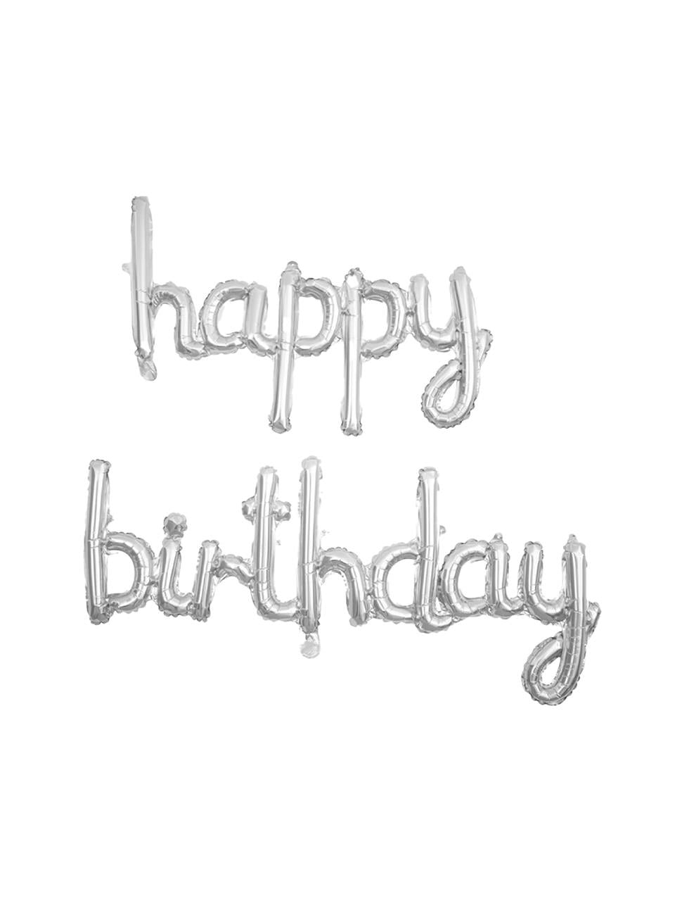 Happy Birthday El Yazısı Gümüş Folyo Balon