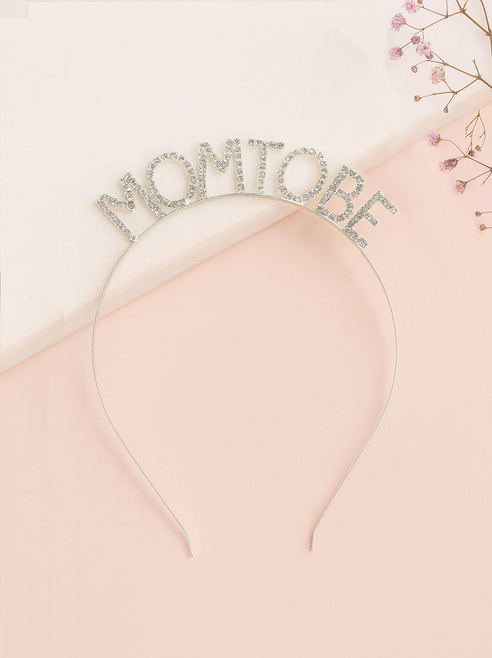 Kristal Taşlı Mom To Be Taç Metal Baby Shower Tacı Gümüş