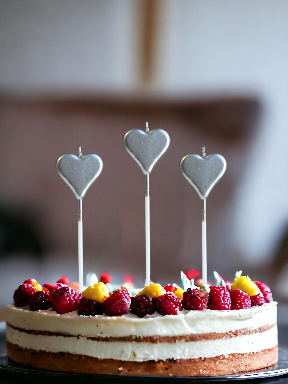 Kalp Pasta Mumu Metalik Gümüş 3lü