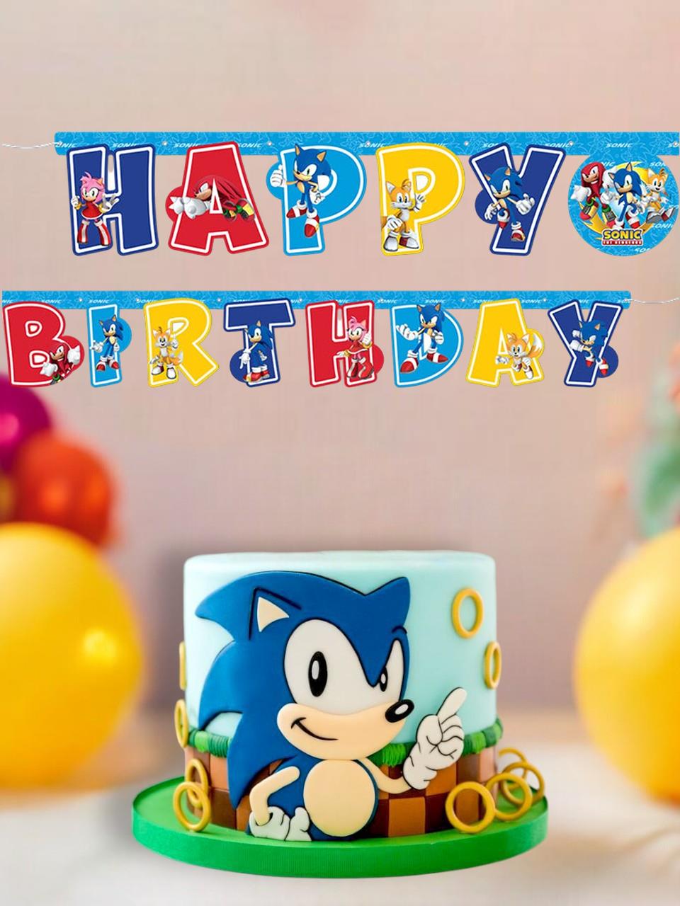 Sonic Temalı Happy Birthday Banner Yazı Doğum Günü Parti Süsü