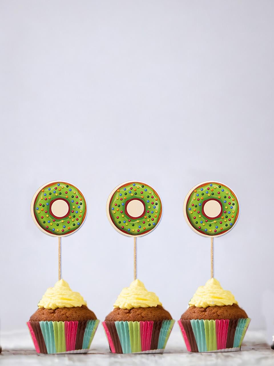 Donut Temalı Kürdan Cupcake Kürdanı Pasta Süsü 24'lü