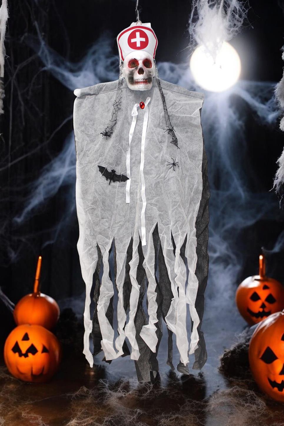 Cadılar Bayramı Kuru Kafa Hemşire Hayalet Asılabilir Halloween Parti Dekoru 