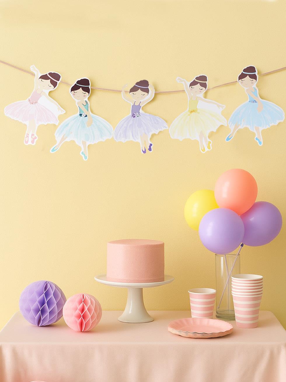 Balerin Temalı Dekoratif Banner Asılabilir Doğum Günü Parti Süsü 