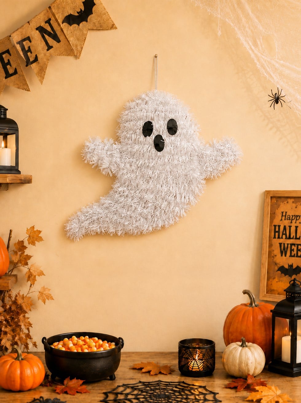 Cadılar Bayramı Asılabilir Hayalet Süs – Halloween Parti Dekoru Beyaz 22 cm