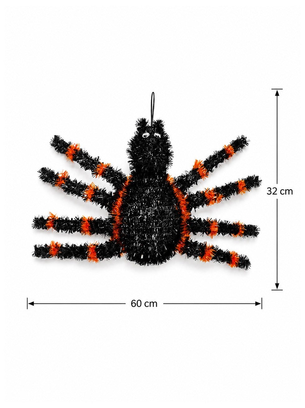 Cadılar Bayramı Asılabilir Örümcek Süs – Halloween Parti Dekoru Siyah Turuncu 60x32 cm