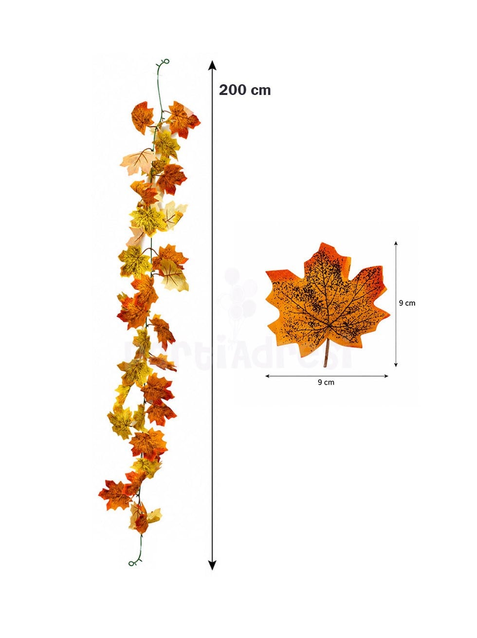 Cadılar Bayramı Dekoratif Yaprak Garland – Sonbahar Yapraklı Süs 200 cm