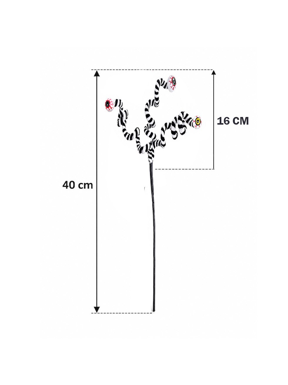 Cadılar Bayramı Göz Figürlü Dekor Dalı – Spiral Masa ve Vazo Süsü Beyaz 40 cm