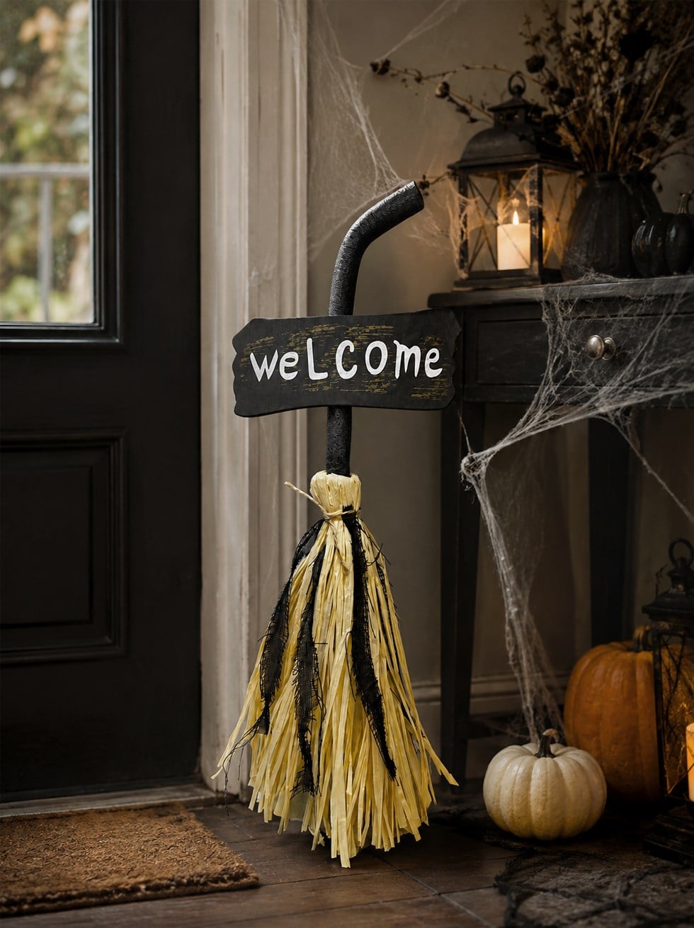 Cadılar Bayramı Müzikli ve Hareketli Cadı Süpürgesi  – Halloween Parti Dekoru 66 cm