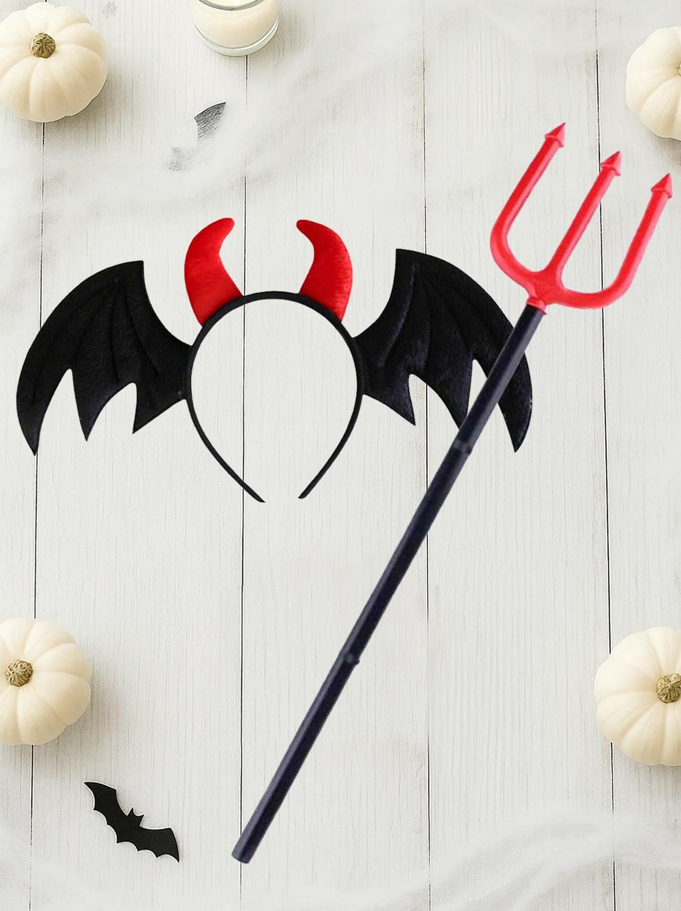 Cadılar Bayramı Şeytan Mızrağı Yarasa Taç Set Halloween Parti Aksesuarı 