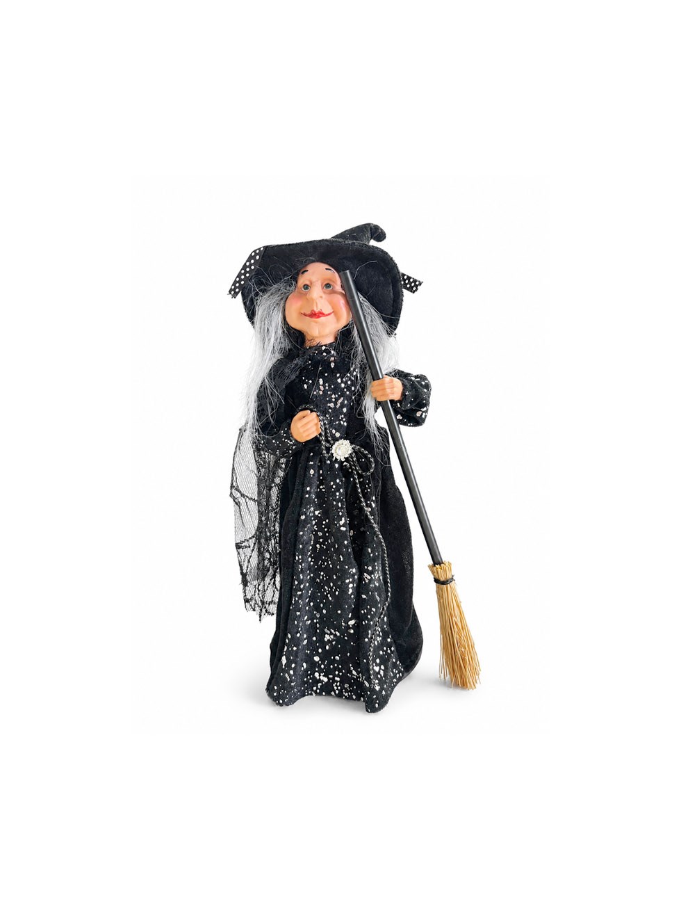 Cadılar Bayramı Süpürgeli Cadı – Halloween Parti ve Ev Dekorasyonu Siyah 33 cm