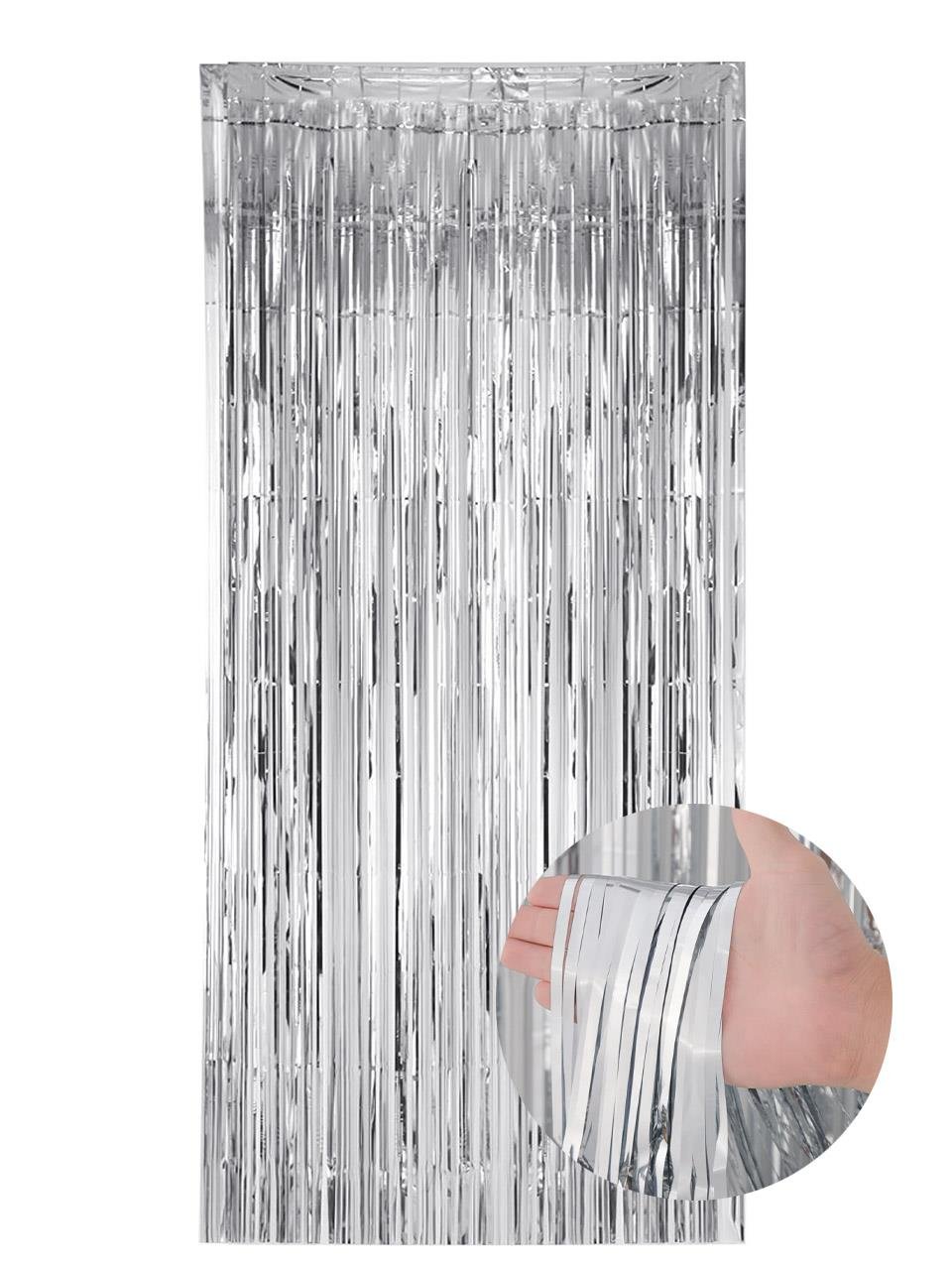 Metalize Parti Perdesi Kapı ve Fon Perdesi Koyu Gümüş 90X240