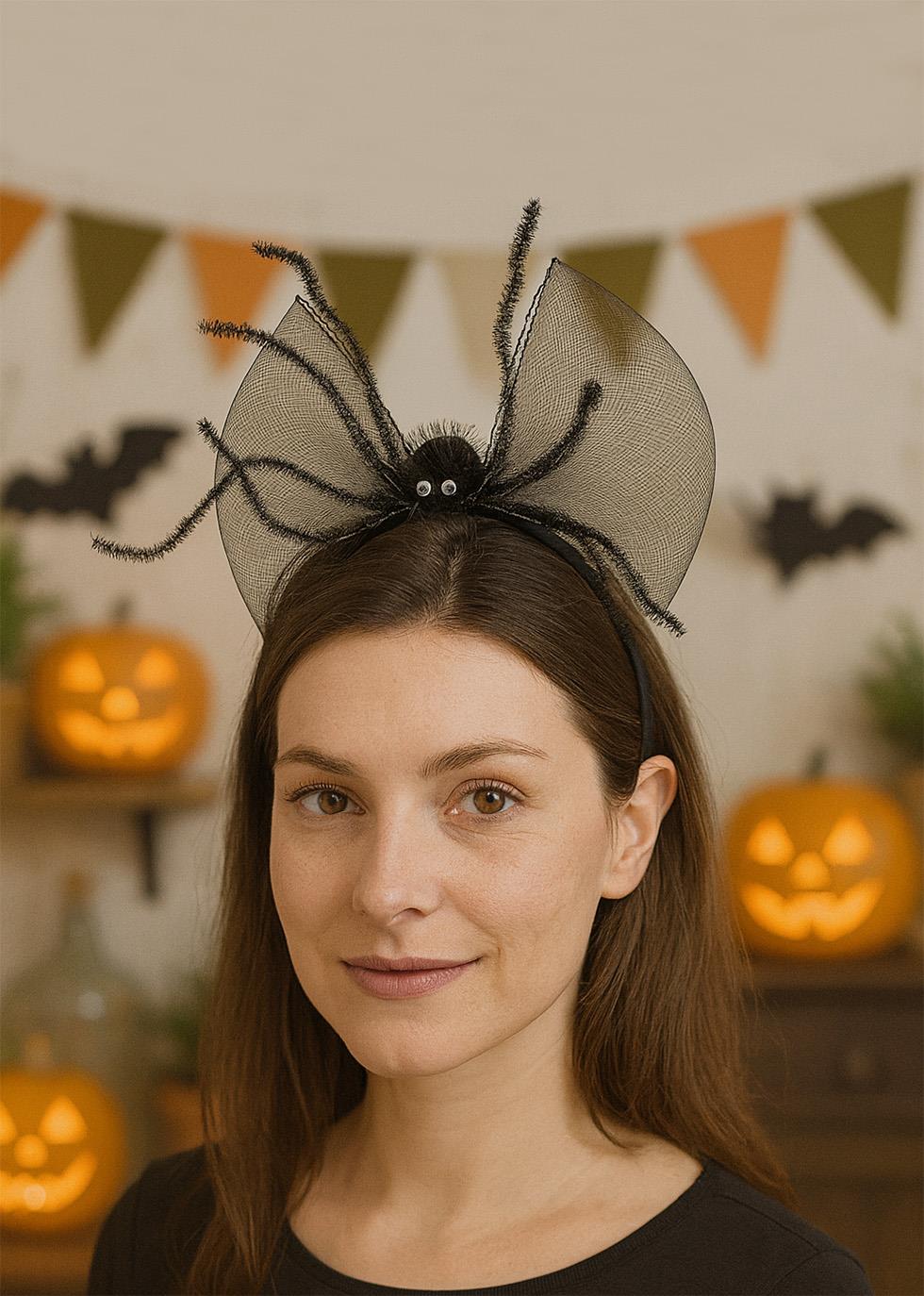 Örümcek Figürlü Halloween Parti Tacı Kurdeleli Cadılar Bayramı Aksesuarı