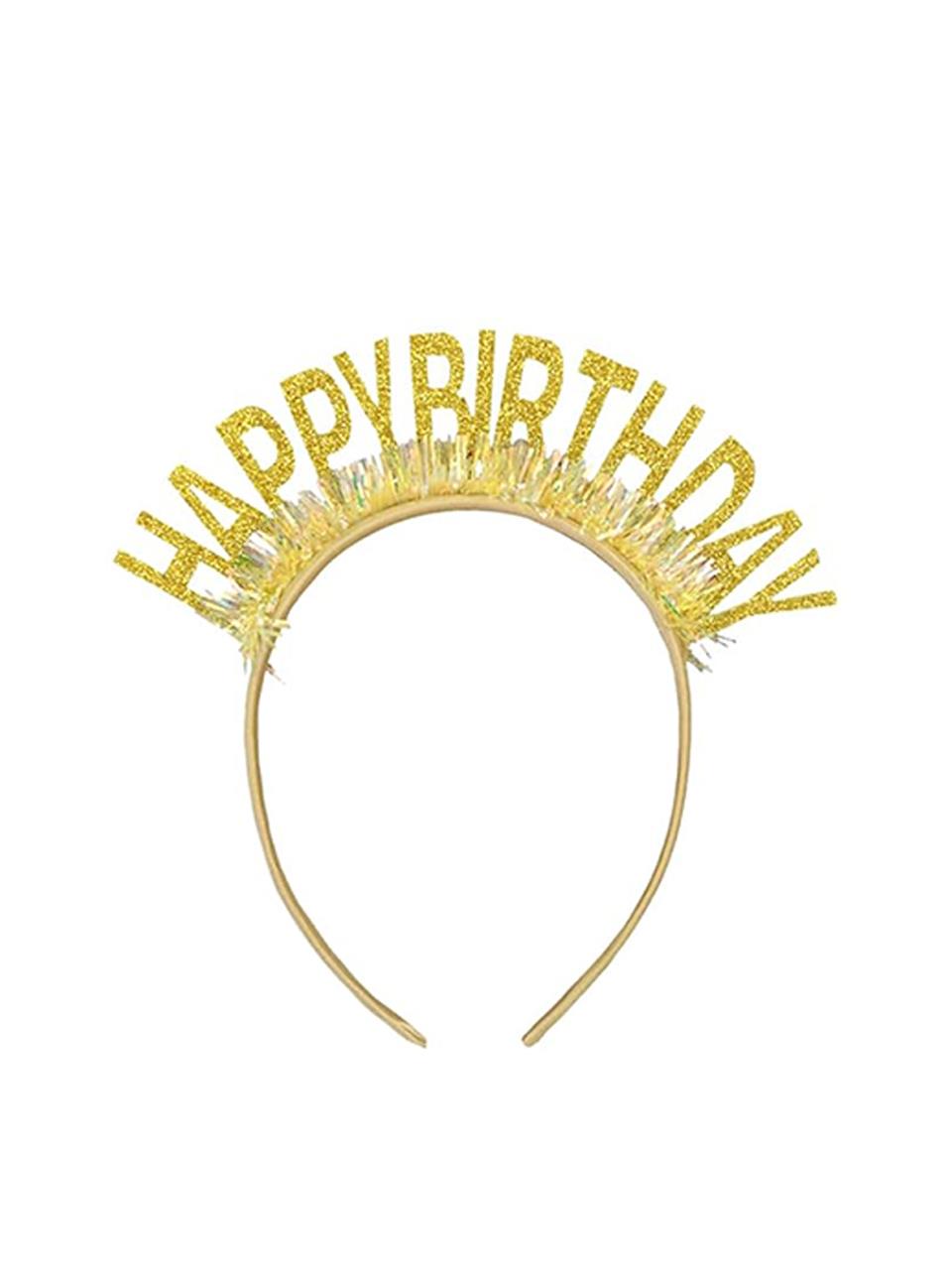 Happy Birthday Yazılı Doğum Günü Taç Parti Kostüm Aksesuarı Altın