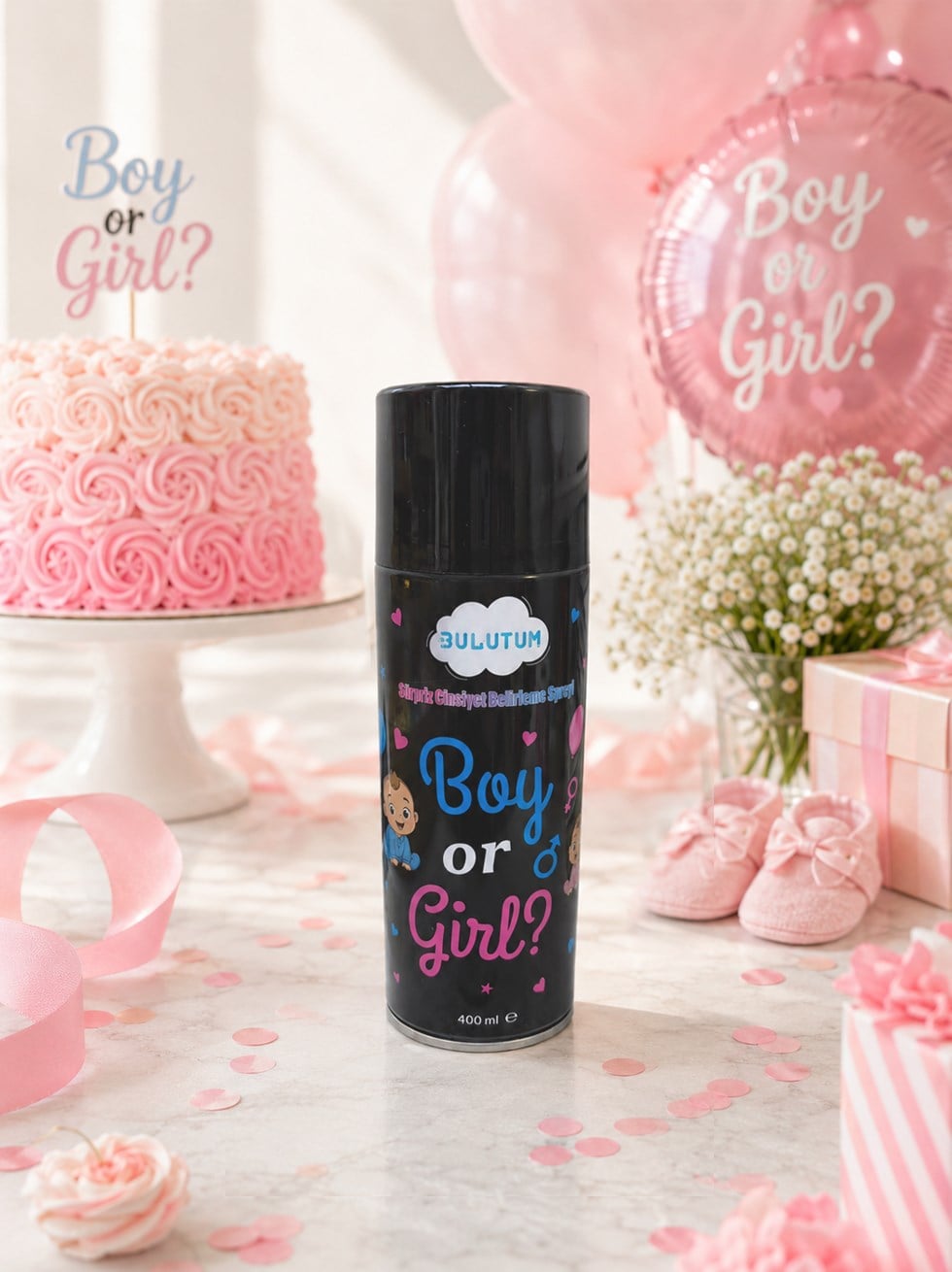 Cinsiyet Belirleme Partisi Spreyi – Kız Bebek Pembe Sprey 400 ml